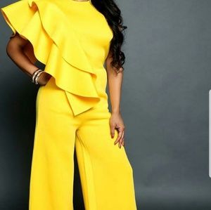 YELLOW One Shoulder Jumpsuit NWOT